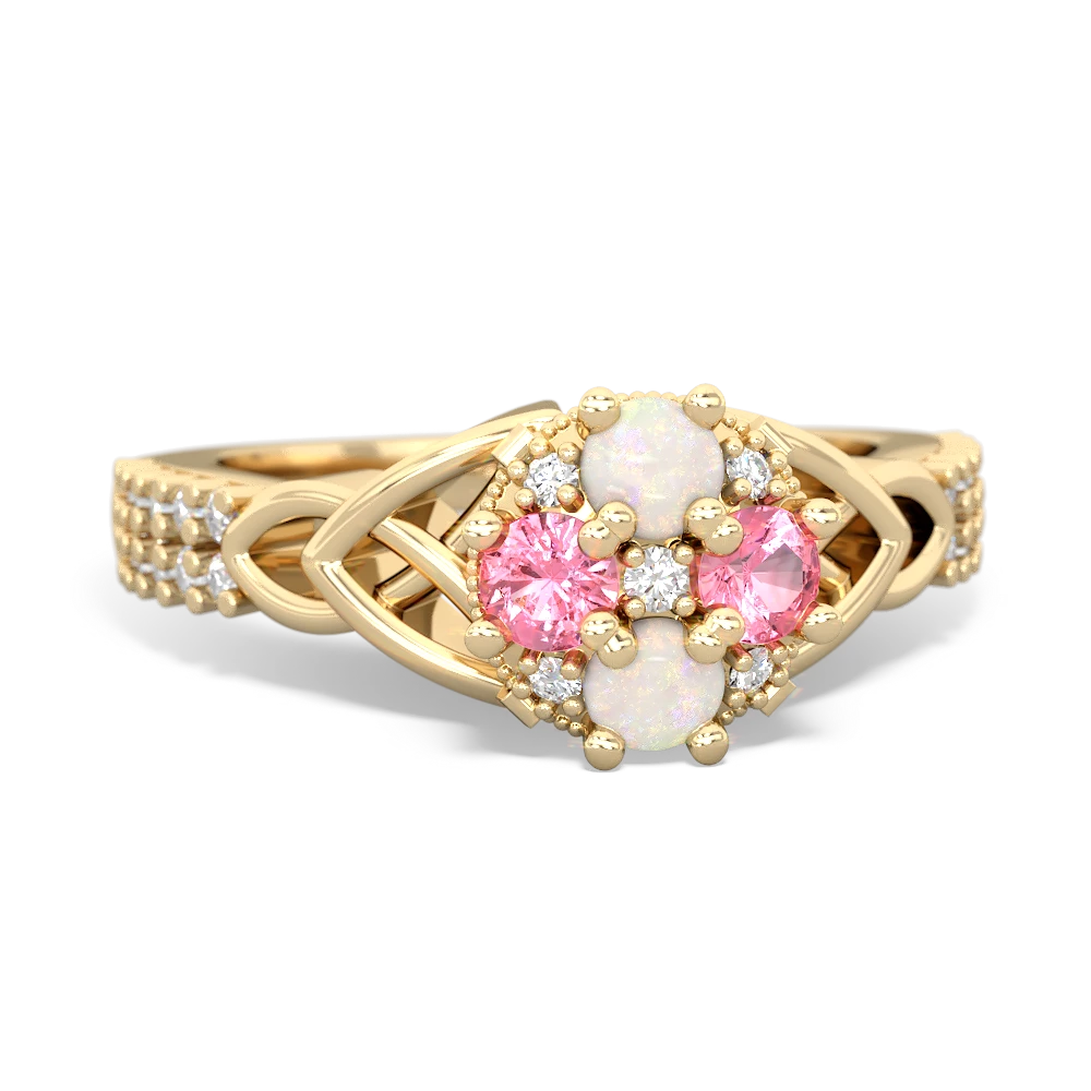 Opal Celtic Knot Cluster Engagement 14K Yellow Gold ring R26443RD