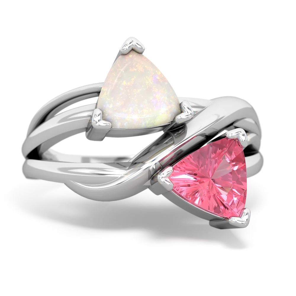 Opal Split Band Swirl 14K White Gold ring R2341