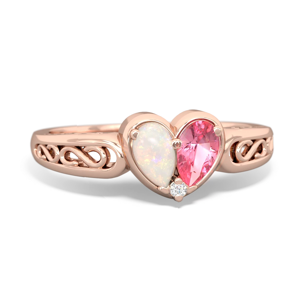 Opal Filligree 'One Heart' 14K Rose Gold ring R5070