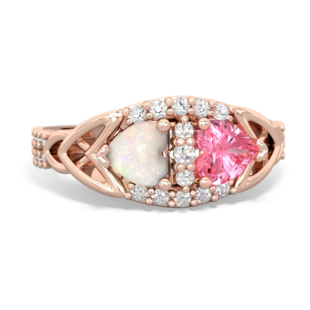 Opal Sparkling Celtic Knot 14K Rose Gold ring R2645