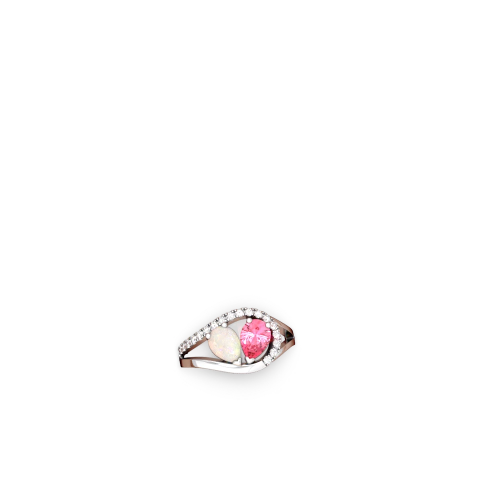 Opal Nestled Heart Keepsake 14K White Gold ring R5650