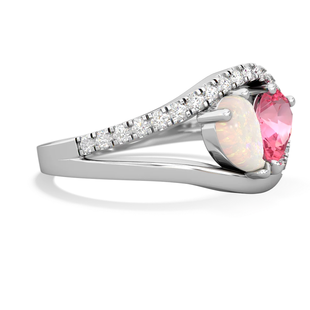 Opal Nestled Heart Keepsake 14K White Gold ring R5650