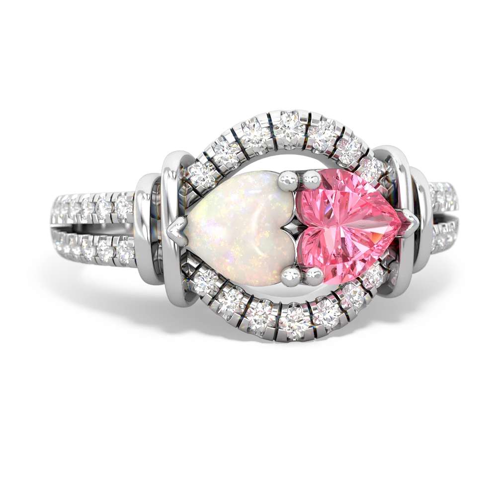 Opal Art-Deco Keepsake 14K White Gold ring R5630