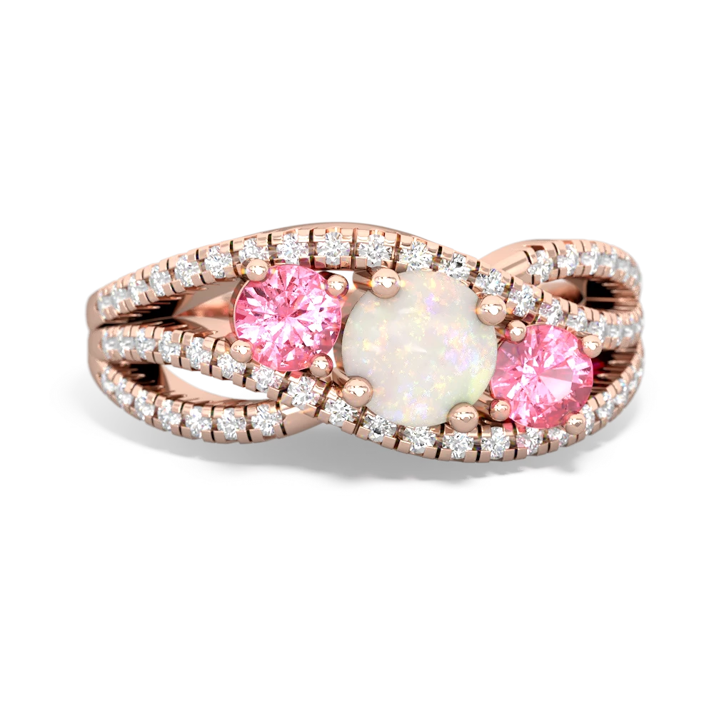 Opal Three Stone Aurora 14K Rose Gold ring R3080