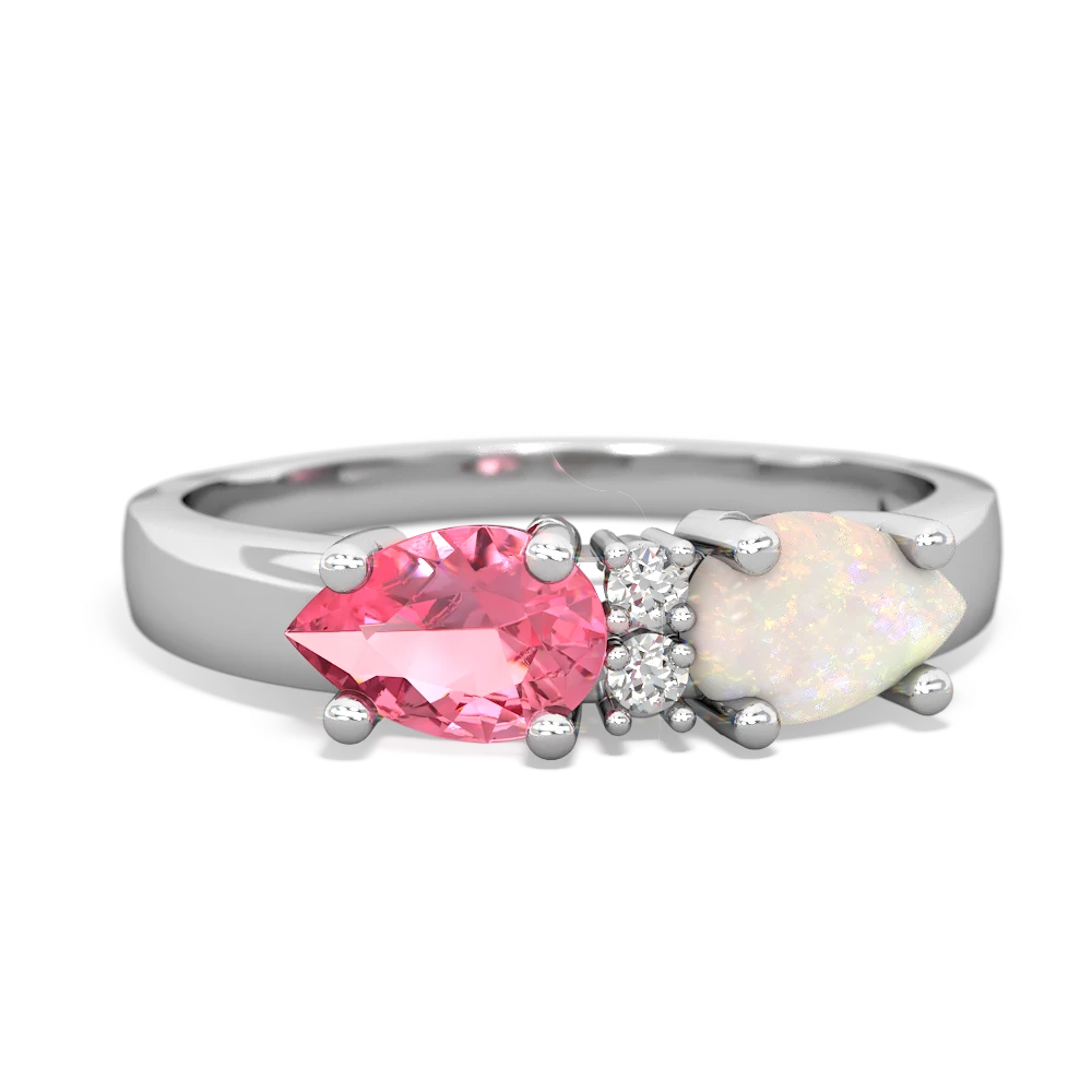 Opal Pear Bowtie 14K White Gold ring R0865