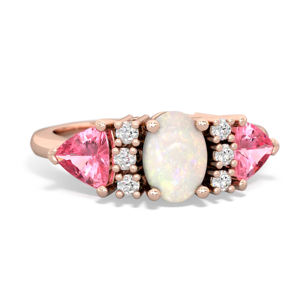 Opal Antique Style Three Stone 14K Rose Gold ring R2186