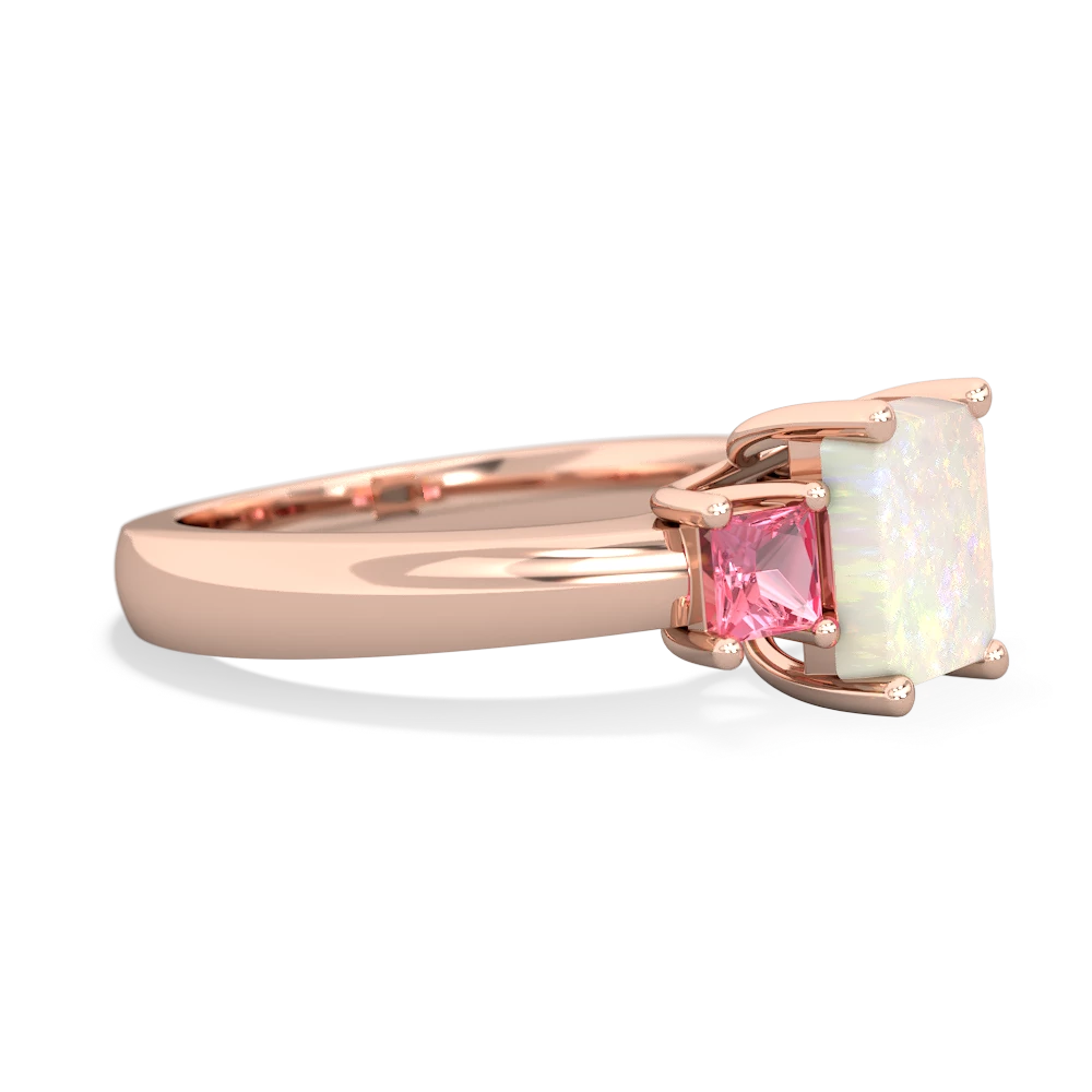 Opal Three Stone Emerald-Cut Trellis 14K Rose Gold ring R4021