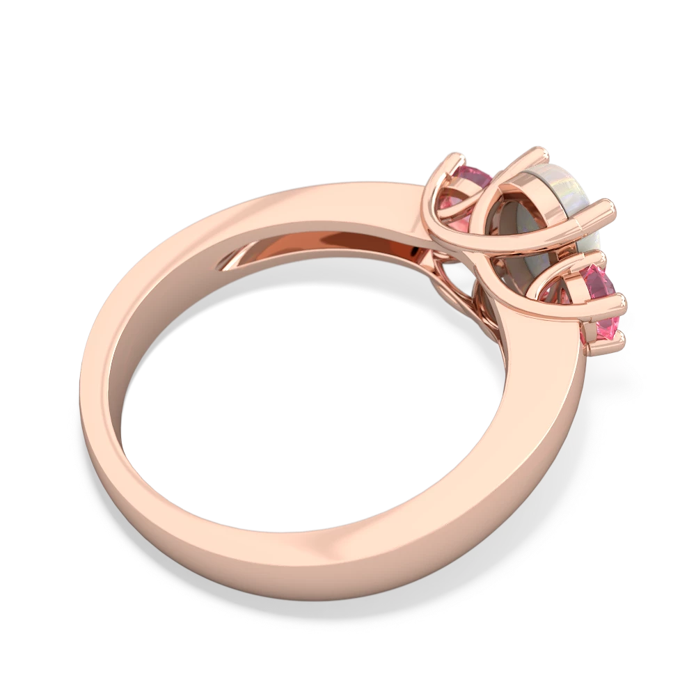 Opal Three Stone Oval Trellis 14K Rose Gold ring R4024