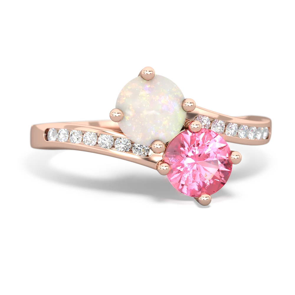 Opal Channel Set Two Stone 14K Rose Gold ring R5303