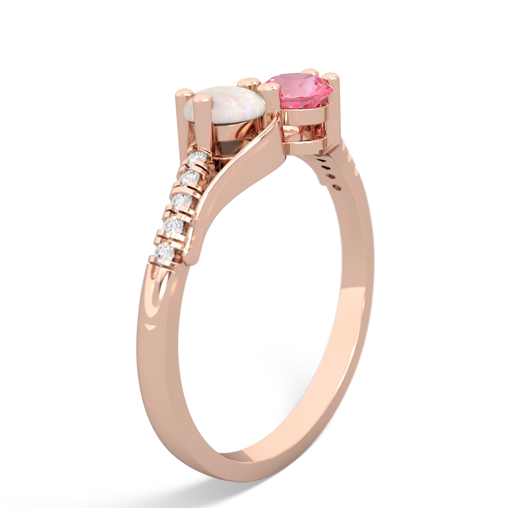 Opal Infinity Pave Two Stone 14K Rose Gold ring R5285