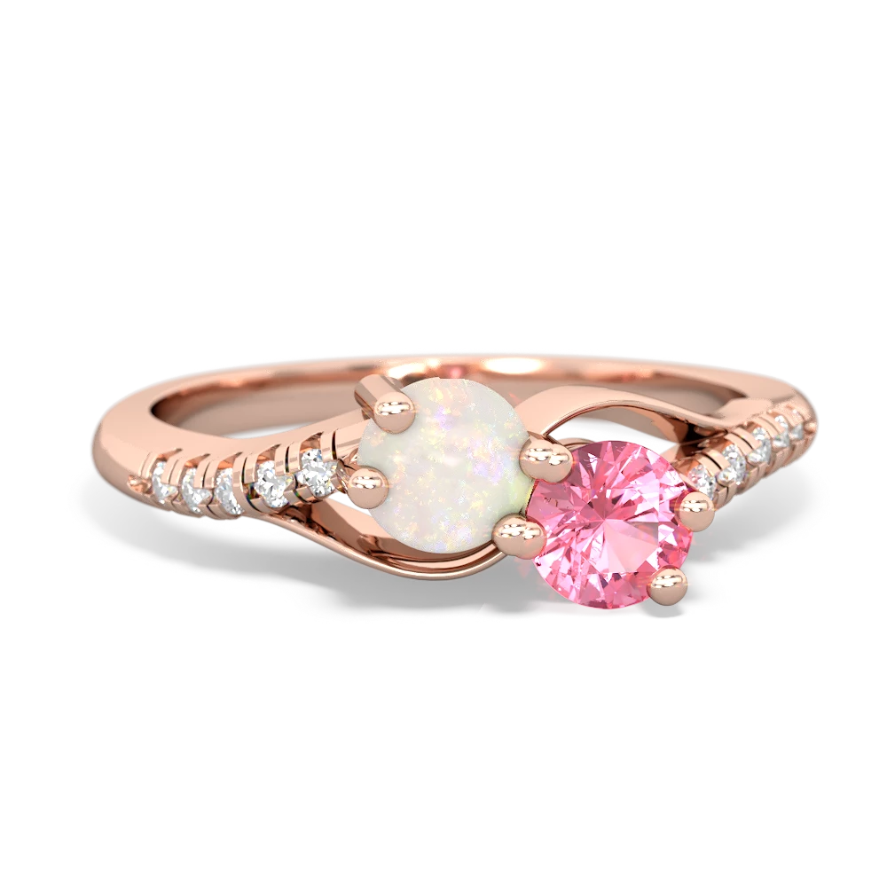 Opal Infinity Pave Two Stone 14K Rose Gold ring R5285