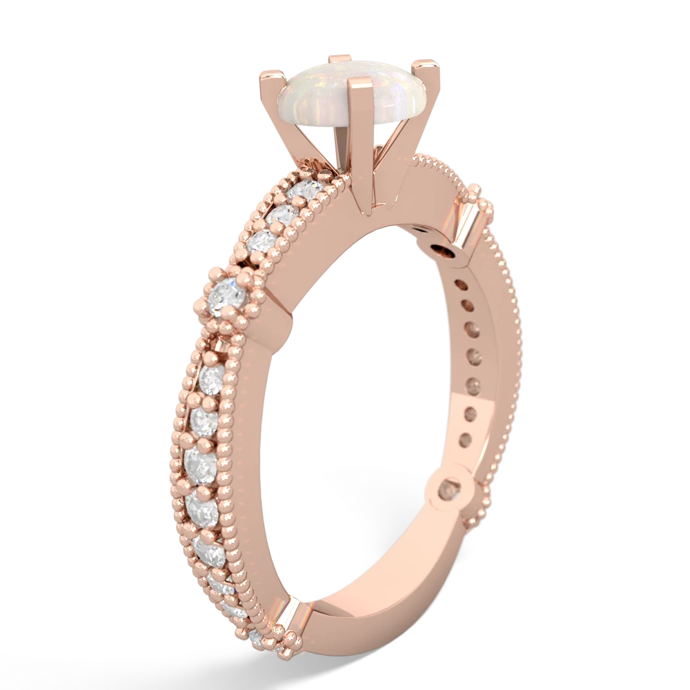 Opal Sparkling Tiara 6Mm Round 14K Rose Gold ring R26296RD