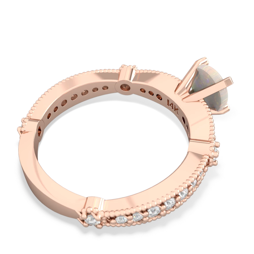 Opal Sparkling Tiara 6Mm Round 14K Rose Gold ring R26296RD