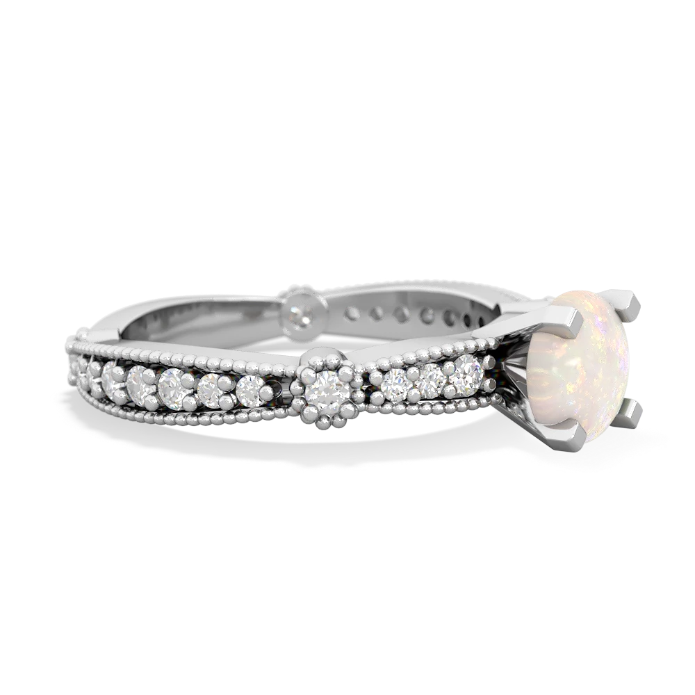 Opal Sparkling Tiara 6Mm Round 14K White Gold ring R26296RD