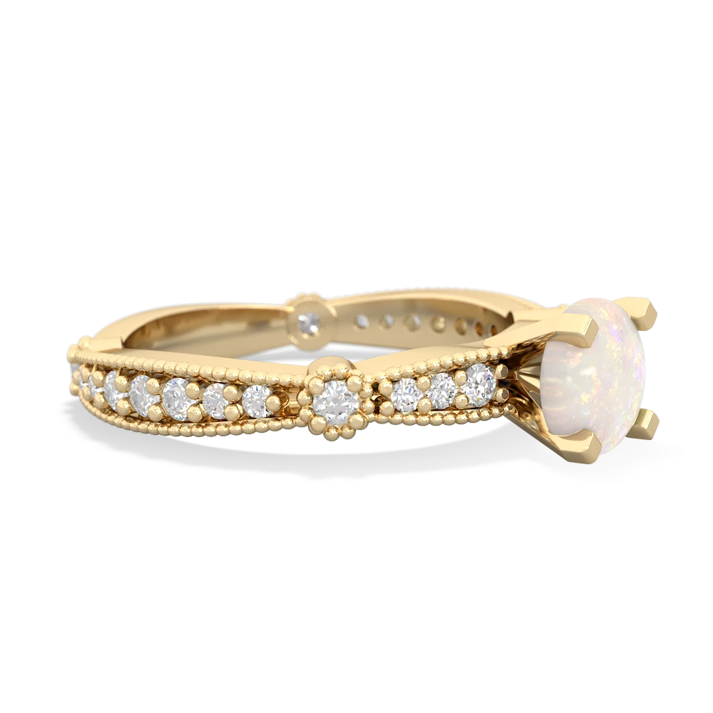 Opal Milgrain Antique Style 14K Yellow Gold ring R26296RD
