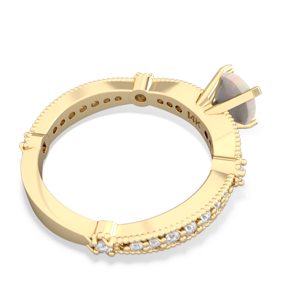 Opal Milgrain Antique Style 14K Yellow Gold ring R26296RD