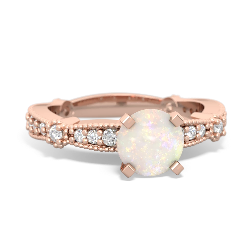 Opal Sparkling Tiara 6Mm Round 14K Rose Gold ring R26296RD