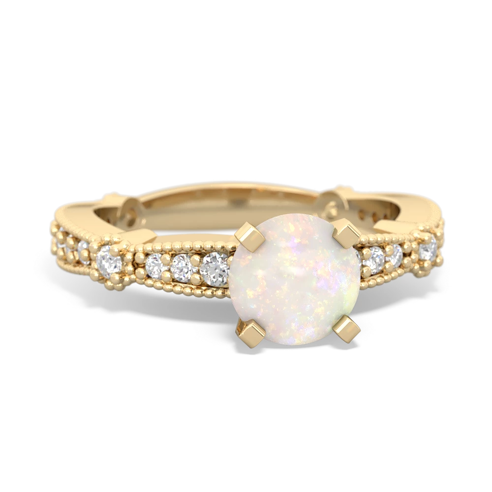 Opal Sparkling Tiara 6Mm Round 14K Yellow Gold ring R26296RD