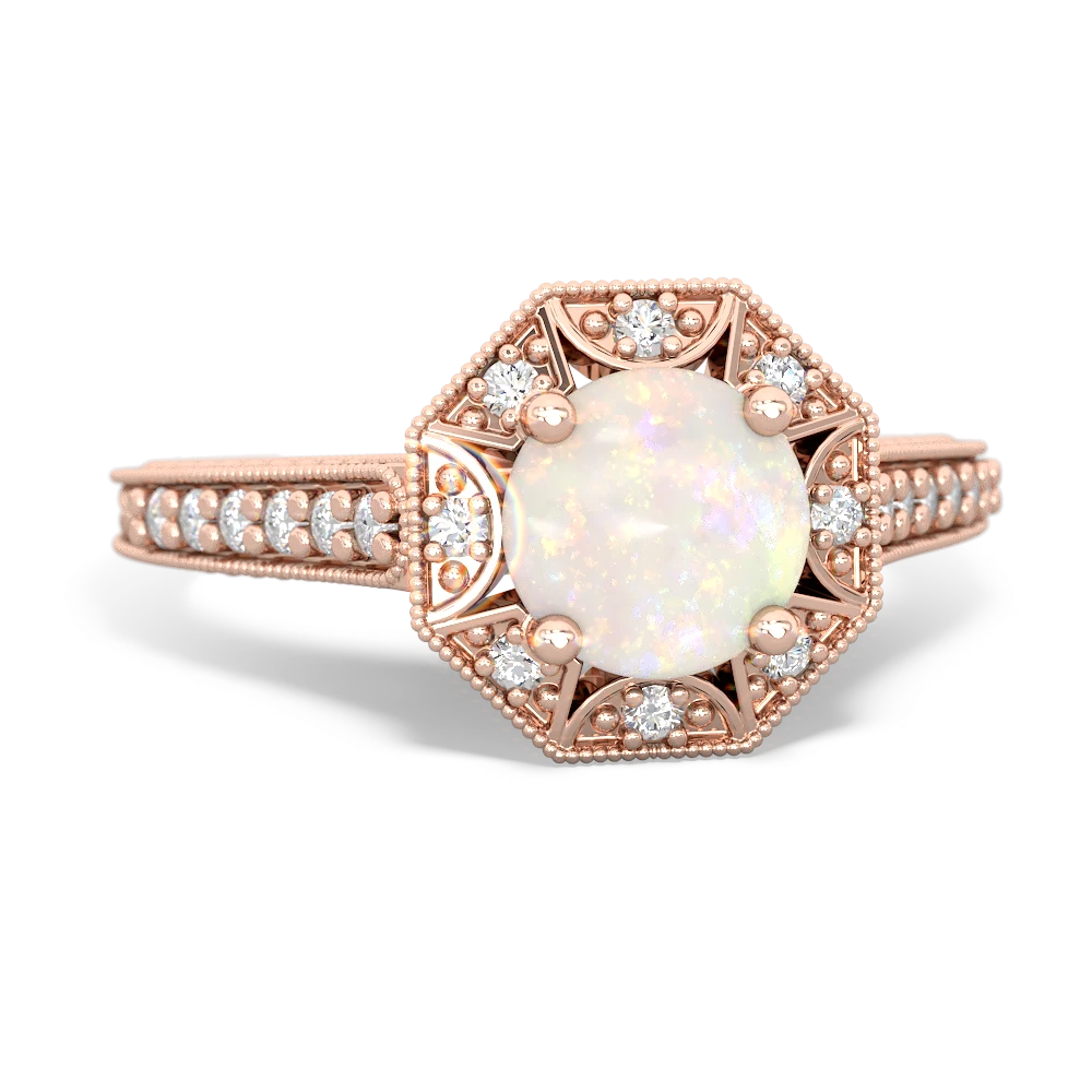 Opal Art-Deco Starburst 14K Rose Gold ring R5520