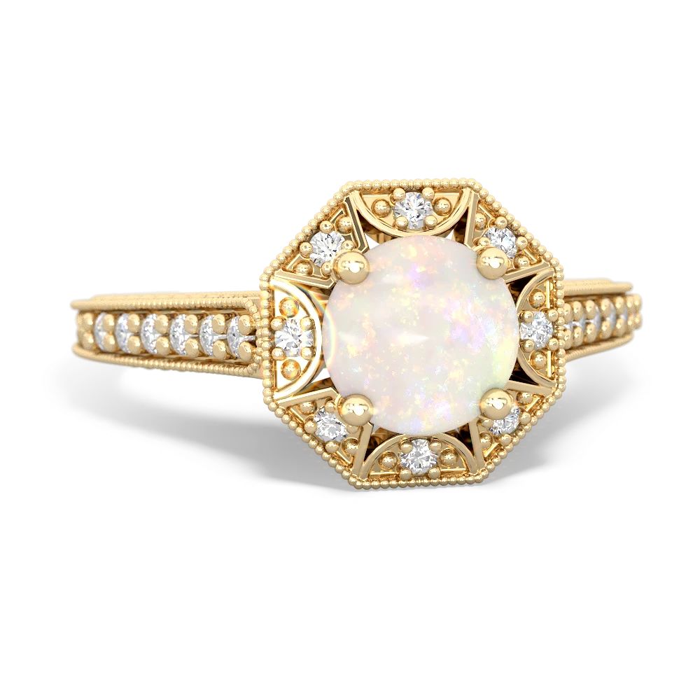 Opal Art-Deco Starburst 14K Yellow Gold ring R5520