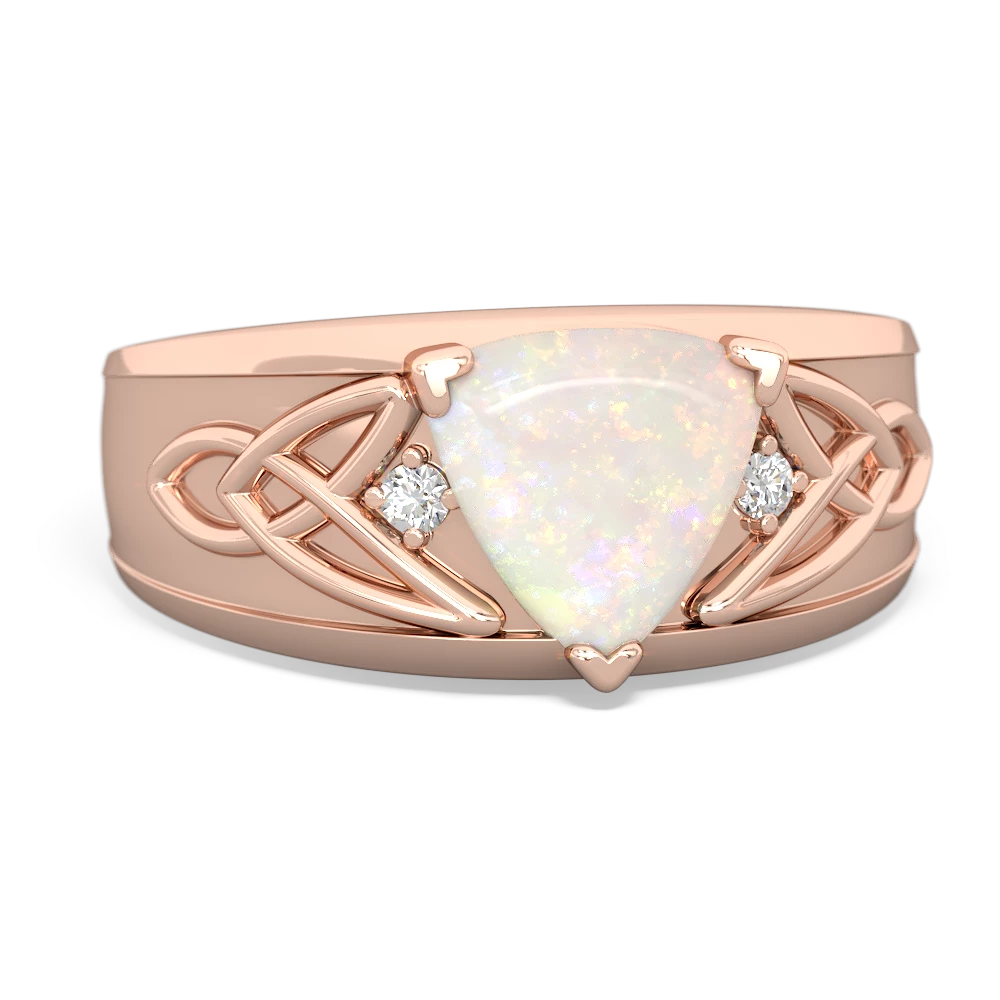 Opal Celtic Trinity Knot Men's 14K Rose Gold ring R0440