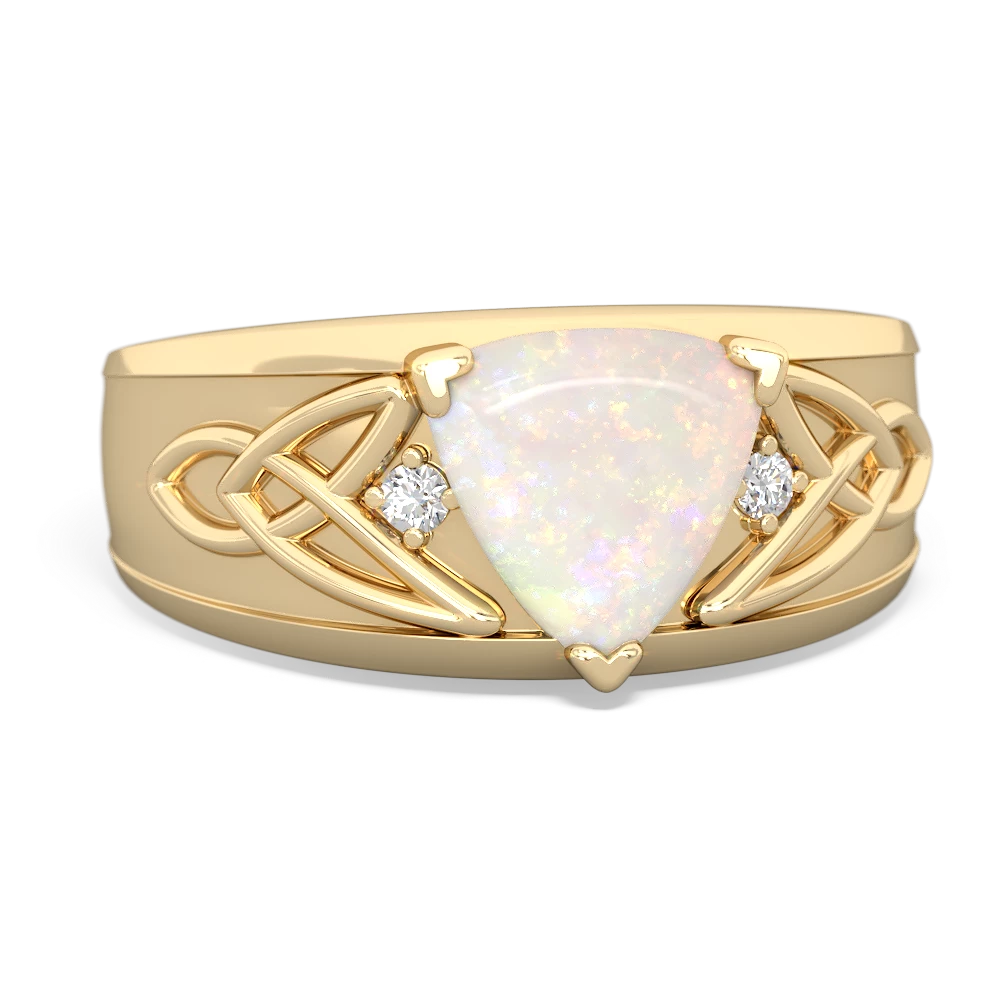 Opal Celtic Trinity Knot Men's 14K Yellow Gold ring R0440