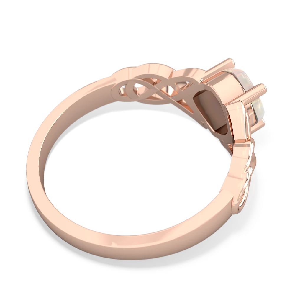 Opal Checkerboard Cushion Celtic Knot 14K Rose Gold ring R5000