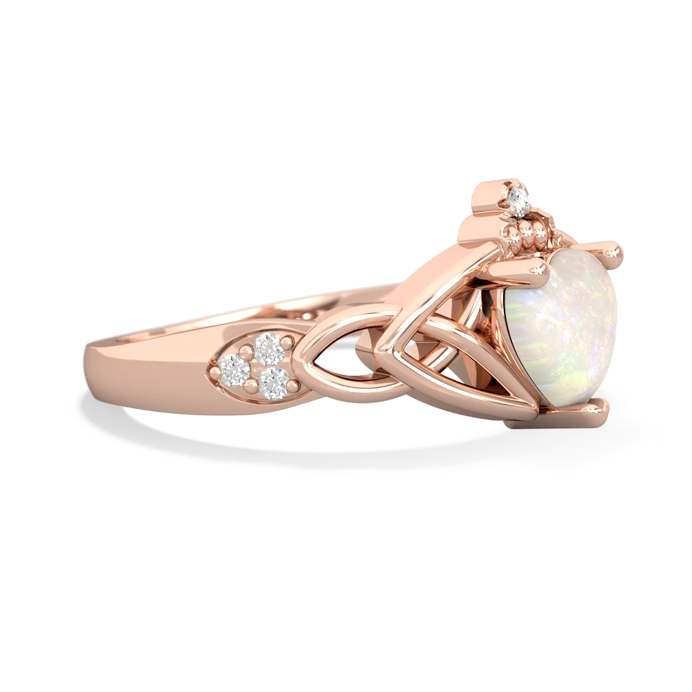 Opal Claddagh Celtic Knot Diamond 14K Rose Gold ring R5001