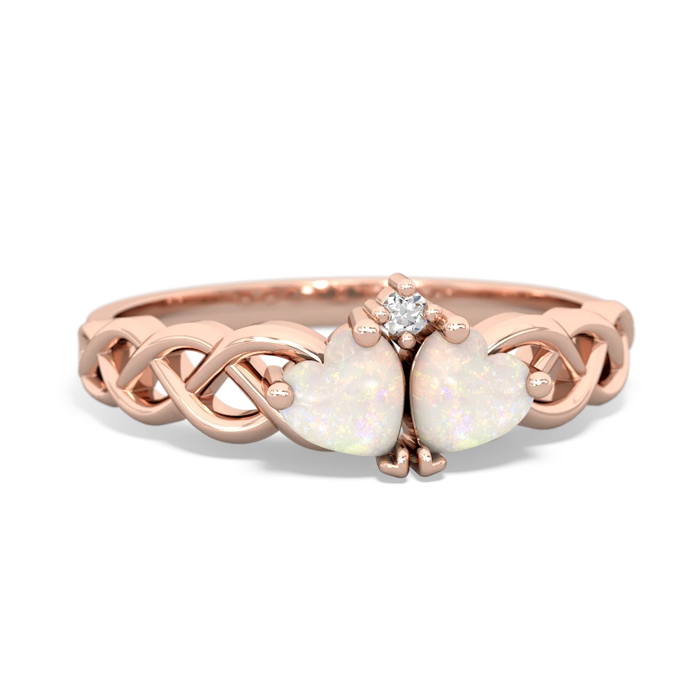 Opal Heart To Heart Braid 14K Rose Gold ring R5870