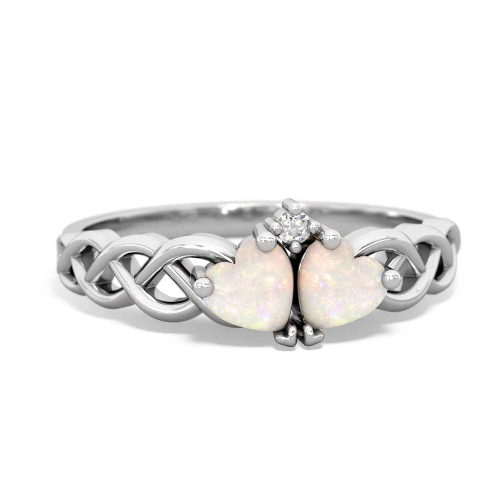 Opal Heart To Heart Braid 14K White Gold ring R5870