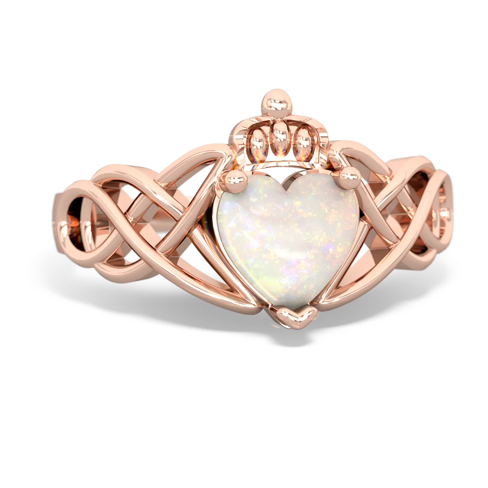 Opal Claddagh Celtic Knot 14K Rose Gold ring R2367