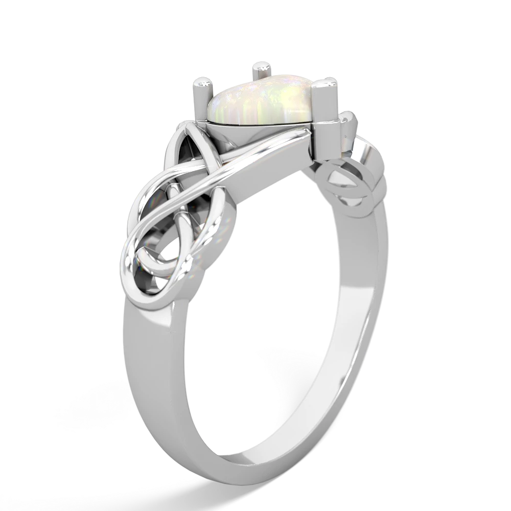 Opal Claddagh Celtic Knot 14K White Gold ring R2367