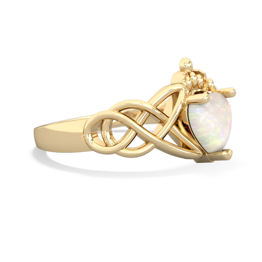 Opal Claddagh Celtic Knot 14K Yellow Gold ring R2367