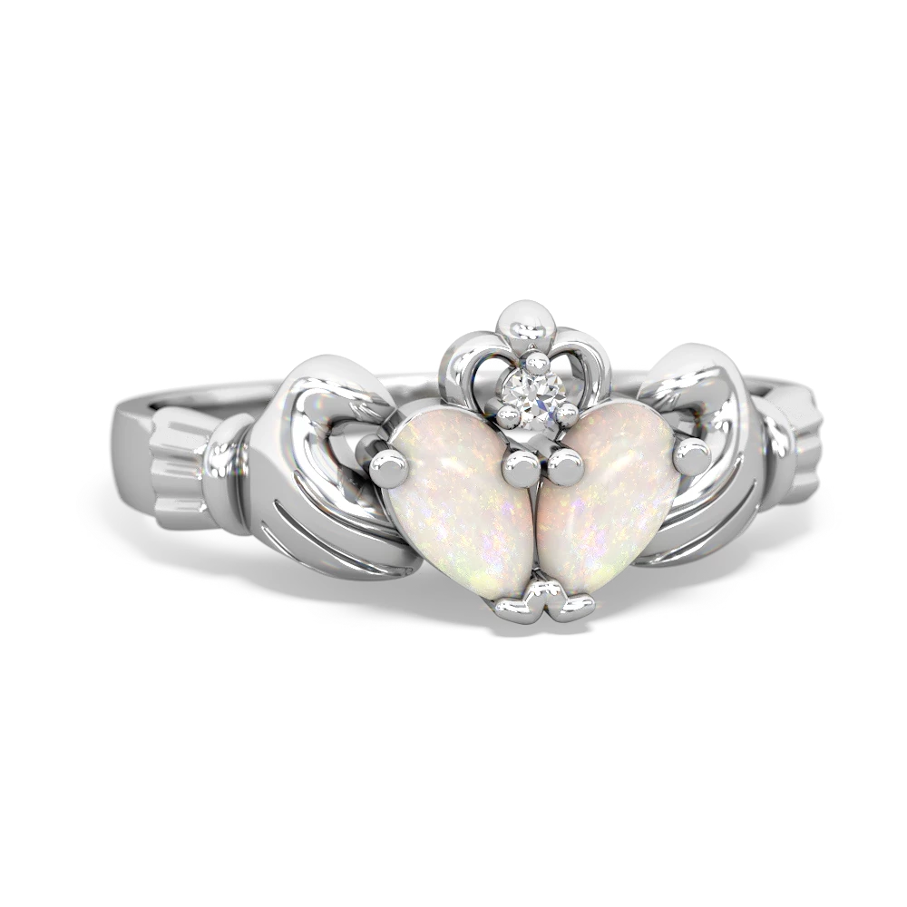 Opal 'Our Heart' Claddagh 14K White Gold ring R2388