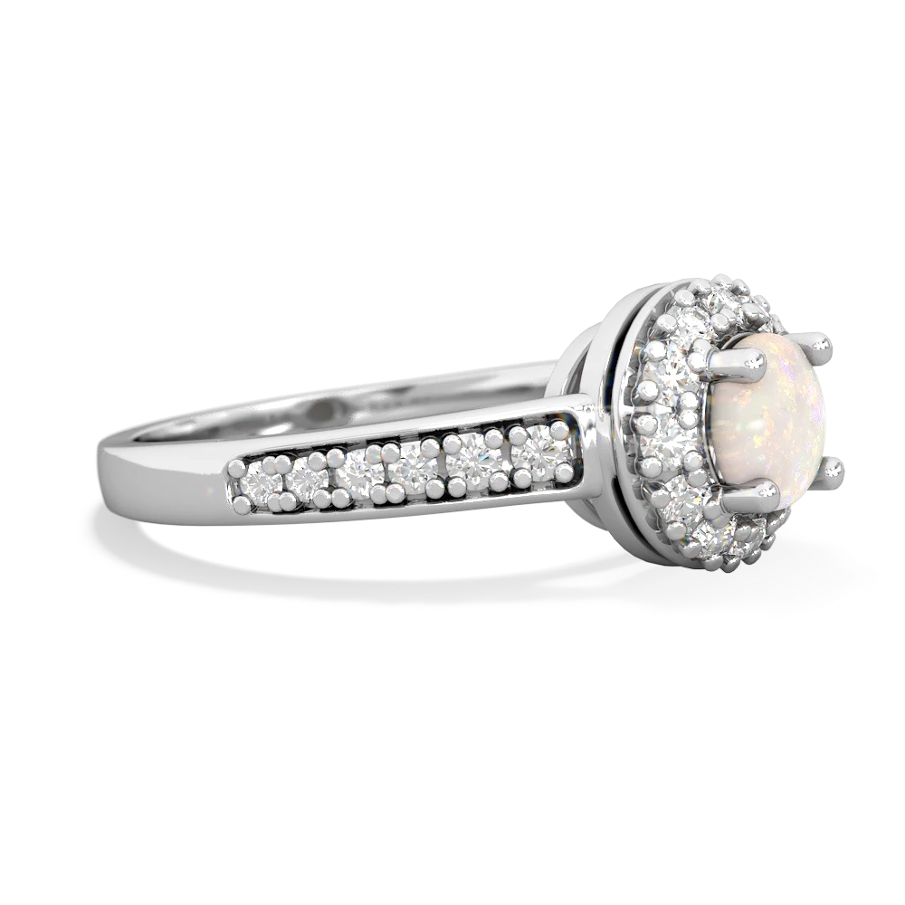 Opal Diamond Halo 14K White Gold ring R5370