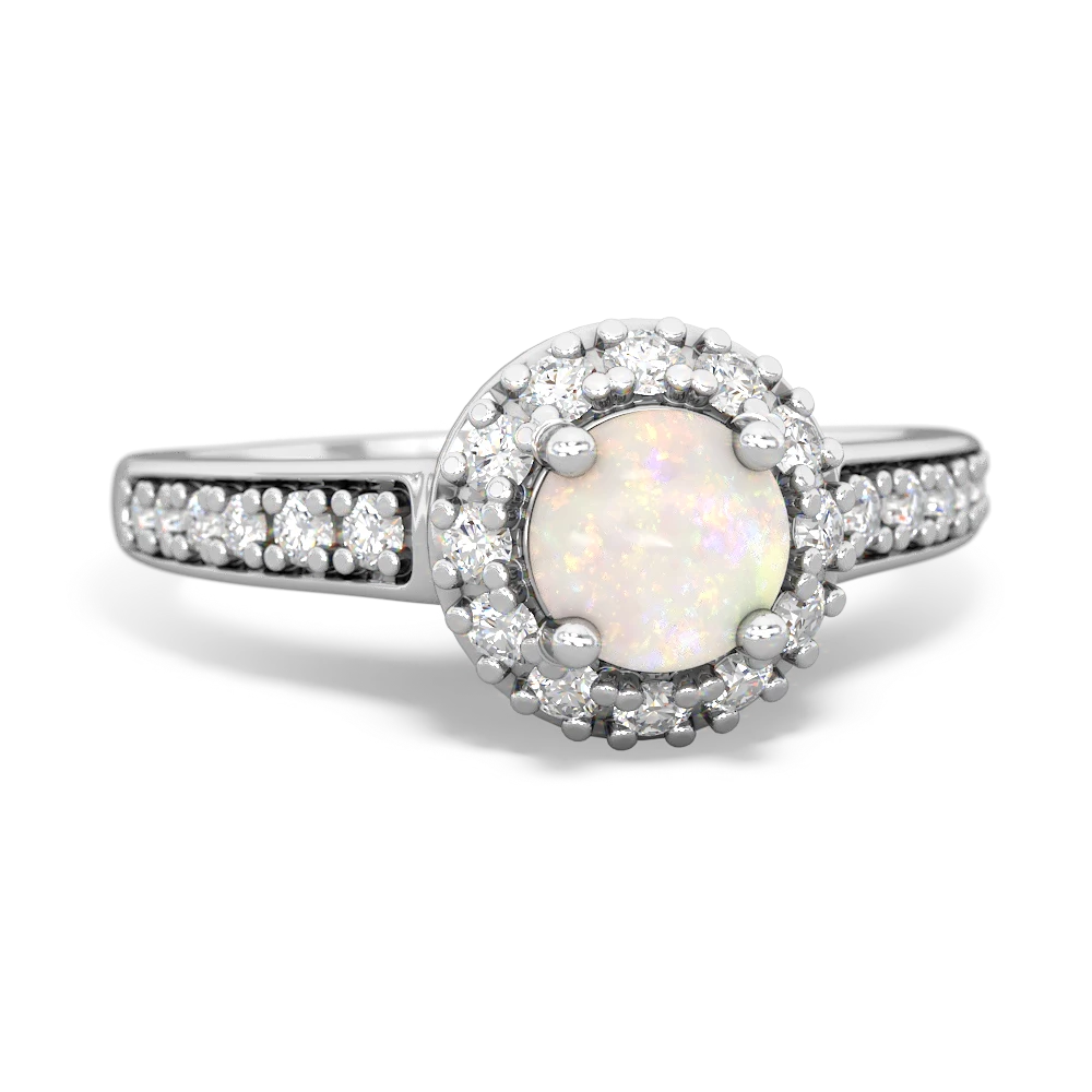 Opal Diamond Halo 14K White Gold ring R5370