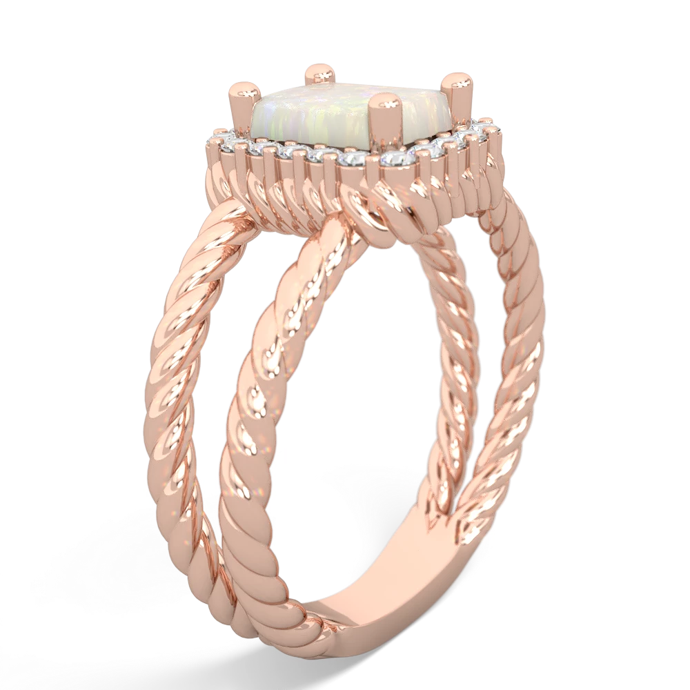 Opal Rope Split Band 14K Rose Gold ring R2628