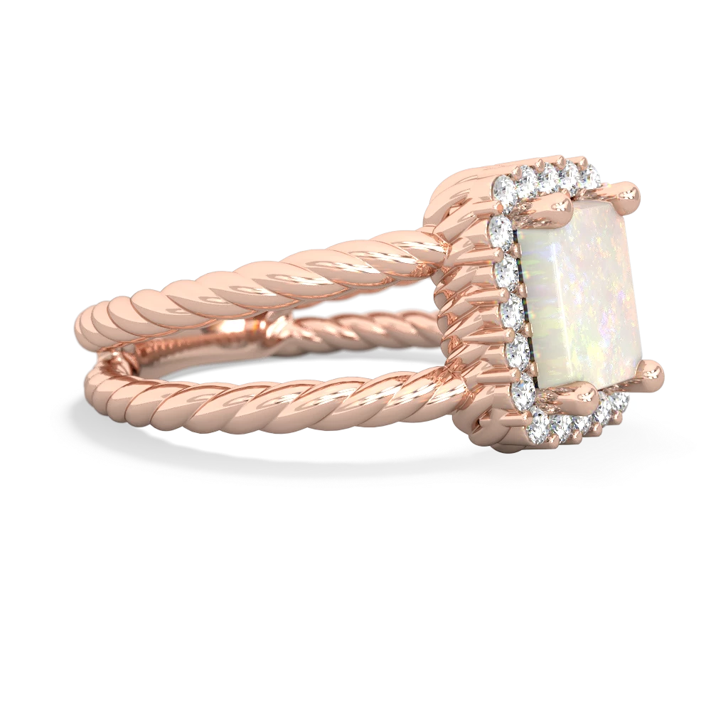 Opal Rope Split Band 14K Rose Gold ring R2628