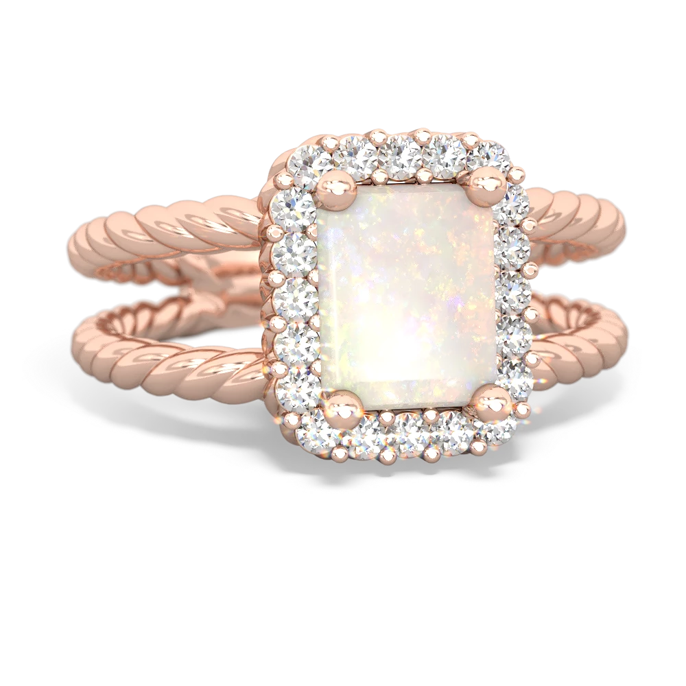 Opal Rope Split Band 14K Rose Gold ring R2628