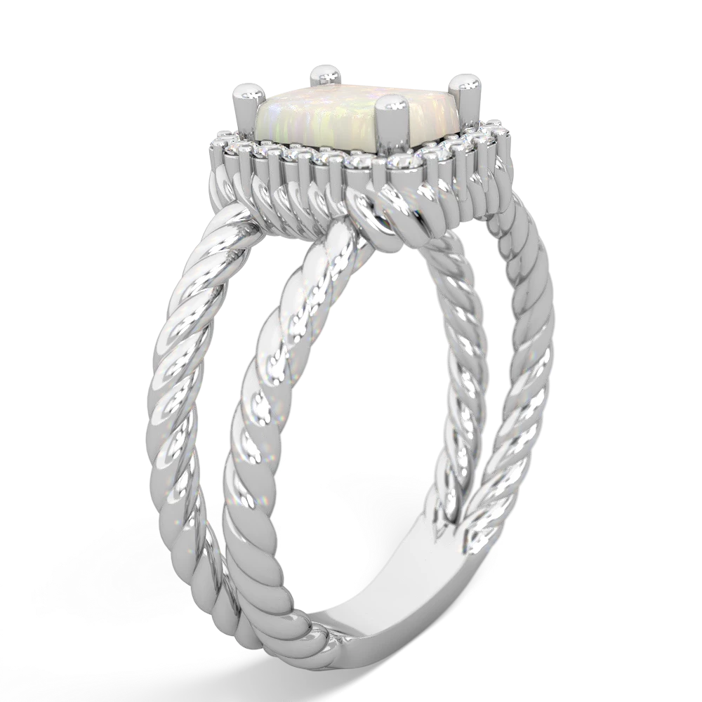 Opal Rope Split Band 14K White Gold ring R2628