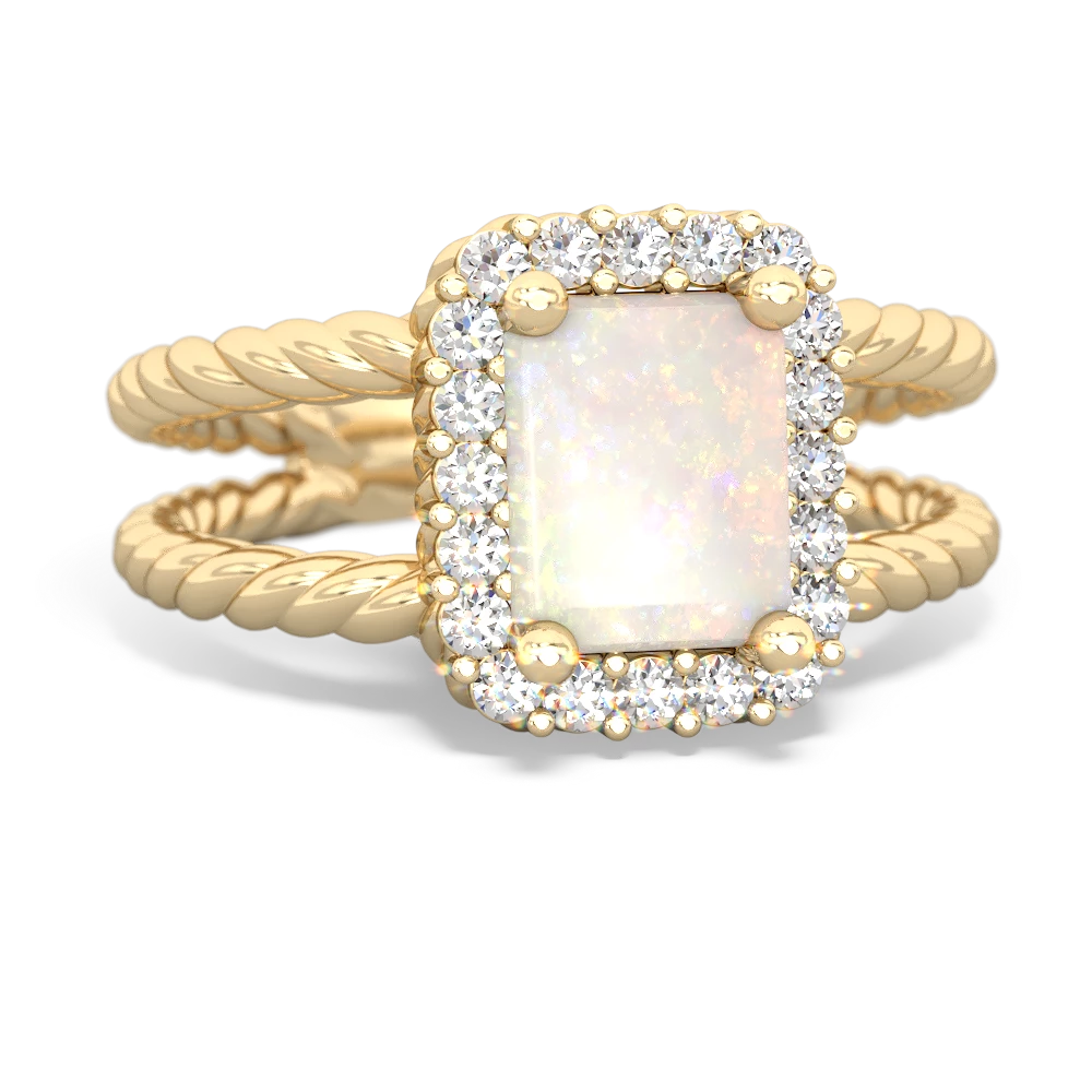 Opal Rope Split Band 14K Yellow Gold ring R2628