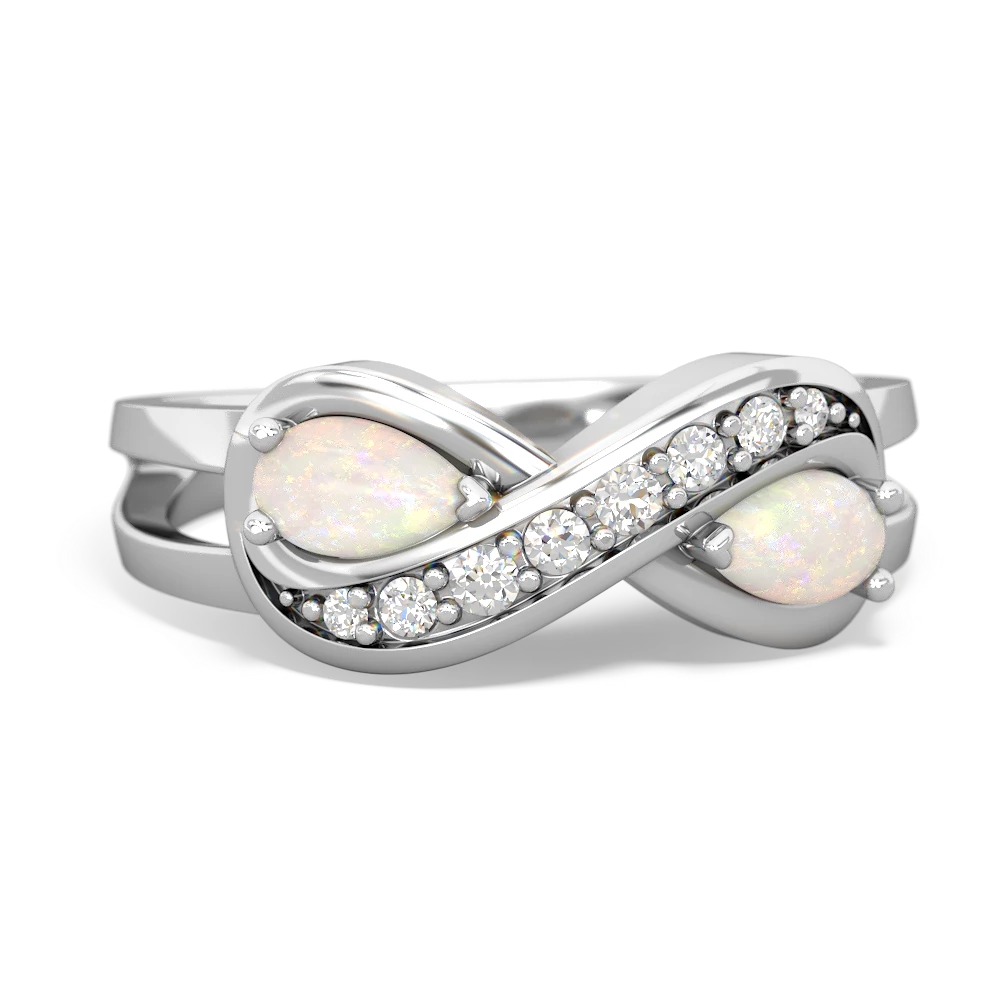 Opal Diamond Infinity 14K White Gold ring R5390