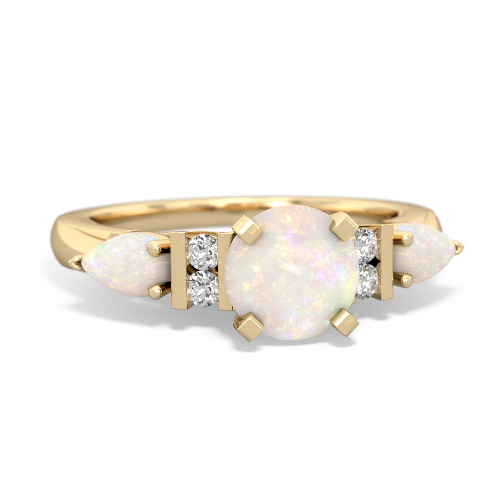 Opal 6Mm Round Eternal Embrace Engagement 14K Yellow Gold ring R2005