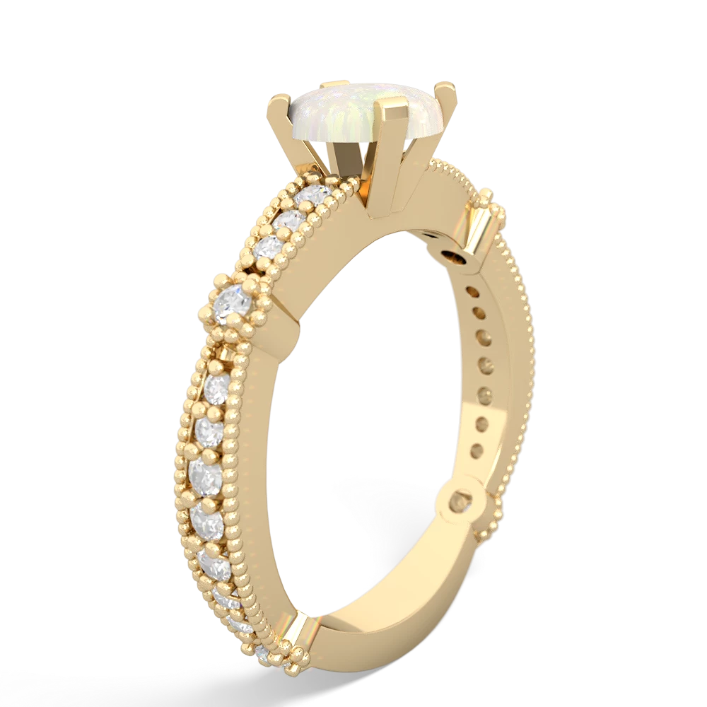 Opal Milgrain Antique Style 14K Yellow Gold ring R26297VL