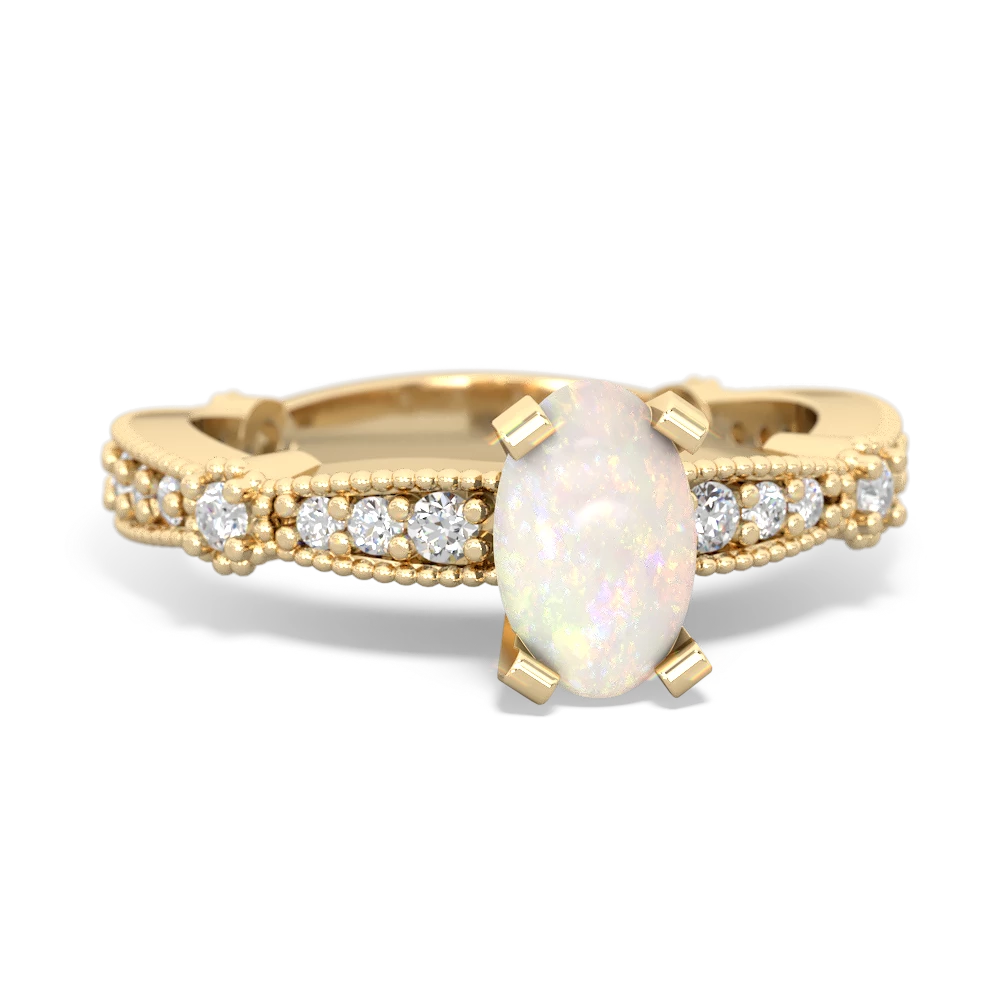 Opal Milgrain Antique Style 14K Yellow Gold ring R26297VL