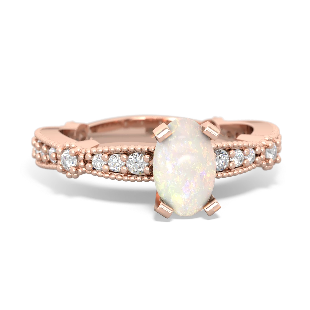 Opal Sparkling Tiara 7X5mm Oval 14K Rose Gold ring R26297VL
