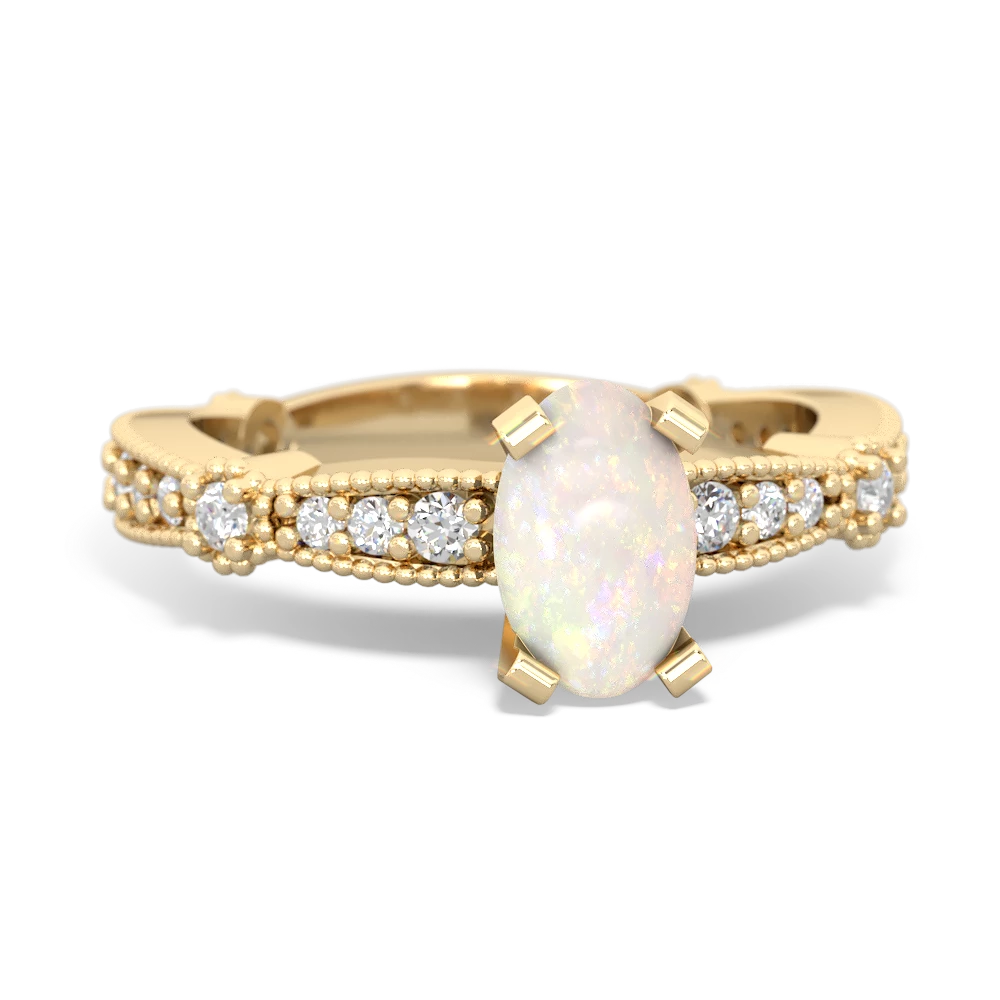 Opal Sparkling Tiara 7X5mm Oval 14K Yellow Gold ring R26297VL