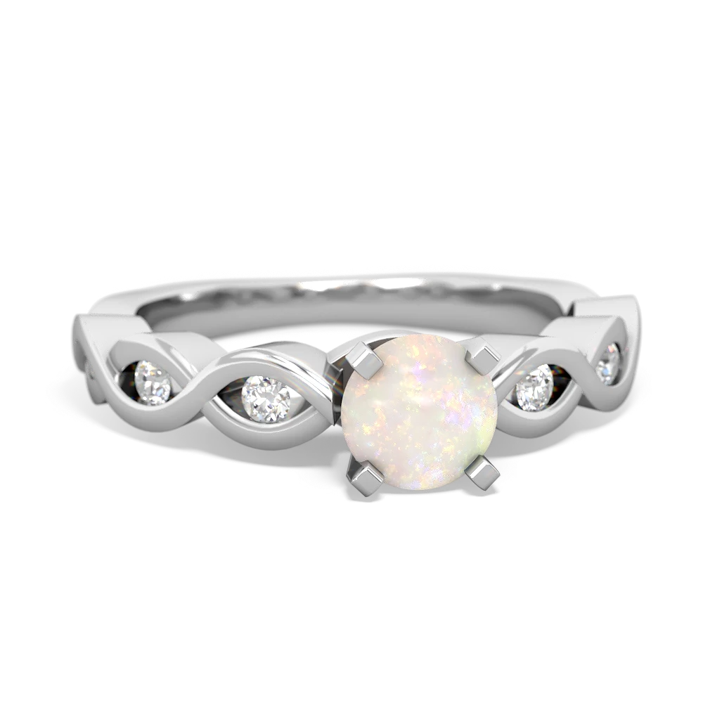 Opal Infinity 5Mm Round Engagement 14K White Gold ring R26315RD