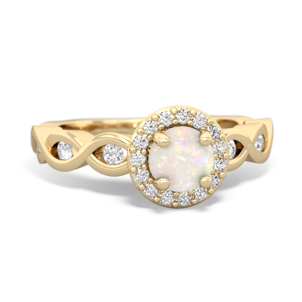 Opal Infinity Halo Engagement 14K Yellow Gold ring R26315RH