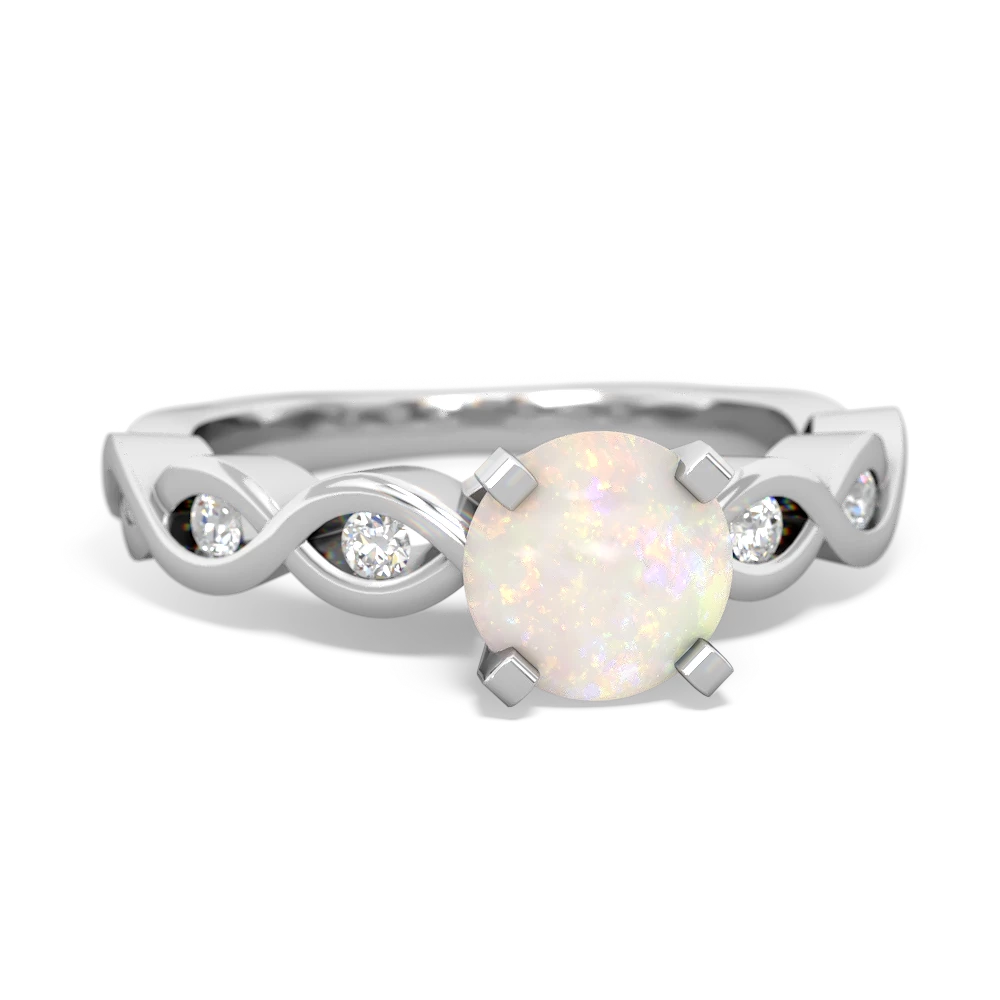 Opal Infinity 6Mm Round Engagement 14K White Gold ring R26316RD